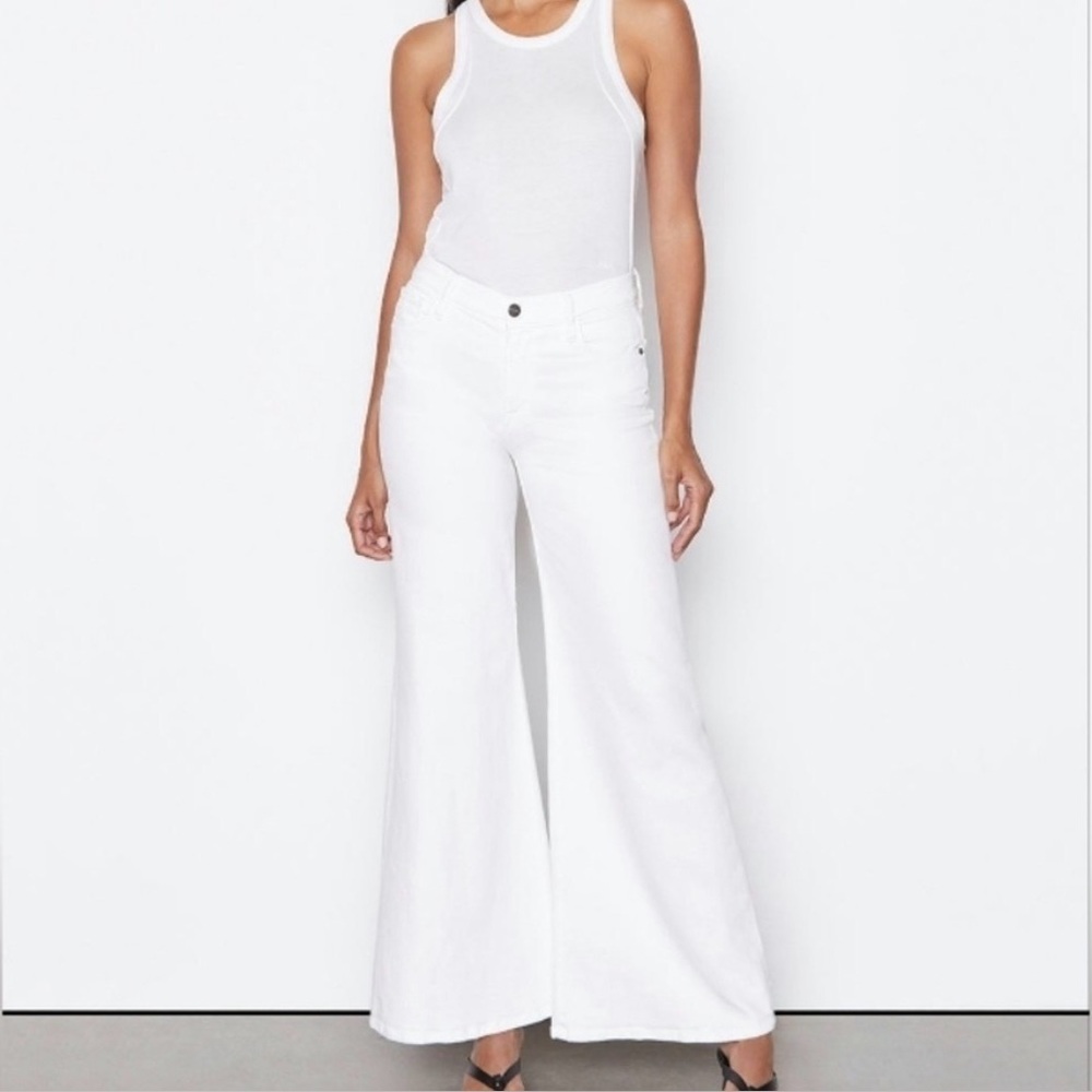 Frame Le Palazzo White Denim Wide Leg Jeans Womens 31